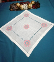 Snow white embroidered tablecloth, 39 x 38 cm