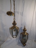 2 darabos - Bronz színű  - lámpa szett - mennyezeti és falilámpa -csiszolt üveggel.