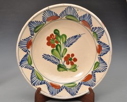 Transylvanian Turda wall bowl, 1920s, glazed pottery, rosemary branch.