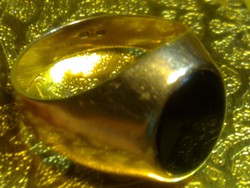 Gyönyörű antik pénzverdés 14K arany onix drágaköves art deco stílusú gyűrű 