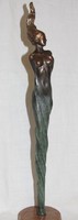 Czobor Sándor "Forgószél" c. gyönyörű bronz kisplasztika eladó eredetigazolással és ingyen postával