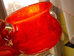 Buborékos muránói  kézműves üveg tál 