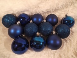 Karácsonyfadísz - 12 db - 6 x 5 cm - új - gyönyörű kék - műanyag