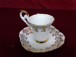 Eigl quality porcelain austria, coffee cup + placemat. Richly gilded. He has!