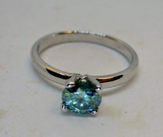 Csodás valódi  0,8ct ritka kék Moissanite gyémánt ezüstgyűrű 