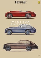 Régi Ferrari automobil modellek. Vintage/antik plakát reprint