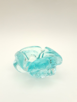 Kék üveg hamutartó - csehüveg hamutál - dekoratív művészi üveg papírnehezék