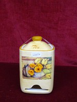 Tea filter tartó, tulipán virágmintával, magassága 15,5 cm.