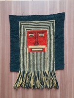 Retro textil falvédő, falikárpit - szakállas ember