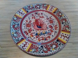 Kézzel festett kakasos kerámia fali dísz tányér (Csak 5 napig)
