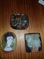 Három szentendrei kerámia zománckép, kb.3-4 centisek