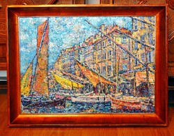 VÉN Emil (1902-1984) festmény - Toulon-i kikötő, o.f., jbl. Vén, 47 x 62 cm