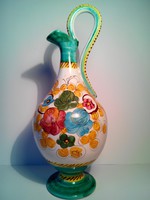 Deruta marked r. Rolli hand painted ceramic carafe pouring jug