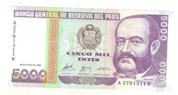 5000 intis 1988 Peru 1. UNC