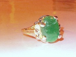 Jade köves töltött Fehérarany GF. Gyűrű 9-11 méretig