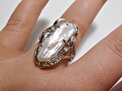 Bizsu gyűrű fehér tenyésztett biwa gyönggyel 65-ös méret