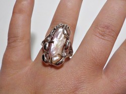 Rózsaszínes biwa gyönggyel díszített bizsu gyűrű 53-as méret