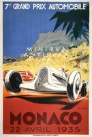 Monaco Grand Prix 1935 autóverseny reklám, Geo Ham. Vintage/antik plakát reprint