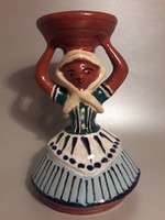 Now it's worth taking!!! Ceramic marked town hall candle holder in the shape of a woman, a rare figure, folk majolica