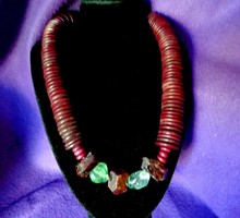 Garnet, fluorite coconut necklace