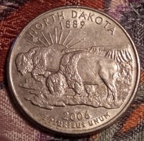 USA emlék 1/4 negyed Dollár North Dakota 2006.