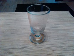 Antik vastag falú üveg talpas pohár