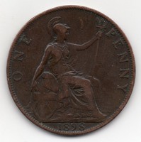 Nagy-Britannia 1 penny, 1898, szép