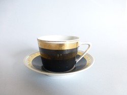 Hollóházi fekete,arany szegélyű art deco kávéscsésze