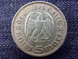 Németország Paul Von Hindenburg (1847-1934) ezüst 5 birodalmi márka 1936 E / id 13866/