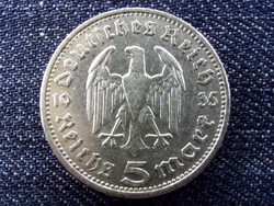 Németország Paul Von Hindenburg (1847-1934) ezüst 5 birodalmi márka 1935 G / id 13878/