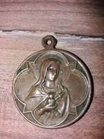 Antik Bronz Szent Medalion