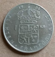 Svéd ezüst 1 Korona 1954.
