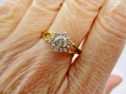 Szépséges antik 0.11ct  gyémántköves 18kt-os arany  margaréta gyűrű
