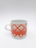 Alföldi retro porcelán ritka geoemtrikus narancssárga mintás bögre - kávéscsésze teásbögre