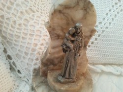   márvány talpon vallási szobor szent Antal a kisdeddel