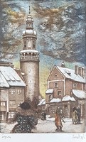 Sulyok Gabriella - Sopron 29 x 19 cm színezett rézkarc, papír