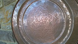 Giant oriental handcrafted copper tray - wall tray, table top dia.66 Cm 3 kg!
