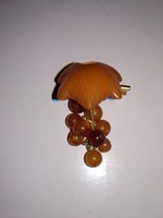 Art deco antik borostyán színű kitűző,  régi női ékszer, amber tone brooch