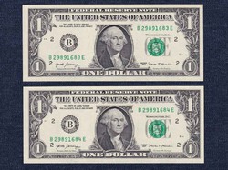 2 db UNC sorszámkövető USA Dollár bankjegy 2017 / id 15152/