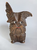 Retro,vintage fából faragott,kiskutya alakú ceruzatartó