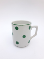 Zsolnay pajzspecsétes zöld pöttyös bögre - antik porcelán csésze