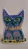 Kézzel készült egyedi kerámia macska, cica figura