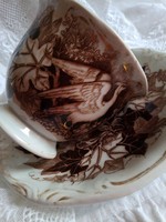 Antik transferware Bryonia Amberg fajansz csokis/ hosszúkávés csésze 