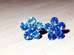 Kék Zafír kr. köves Virág 925 ezüst fülbevaló