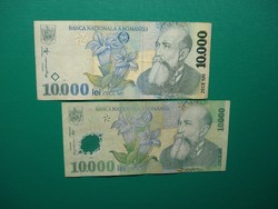 Románia 2*10000 lei 1999-2000 papír és polymer