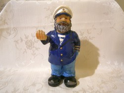 Különleges és ritka tengerész kapitány figura (talán kerámia?) 17 cm magas