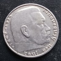 Német Horogkeresztes 0.625 ezüst birodalmi 2 márka 1938 D.