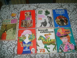 Lányok évkönyve - hét darab - 1969, 1971, 1972, 1973, 1974, 1975, 1976