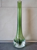 Dekoratív  egyszálas  zöld üvegváza