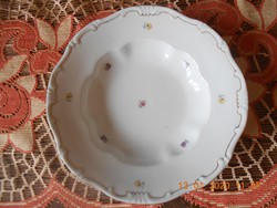 Zsolnay barokk, tollazott kis virág mintás mély tányér